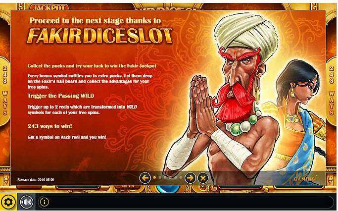 Fakir dice slot features