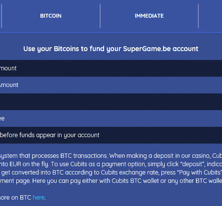 Bitcoin on Supergame Online Casino