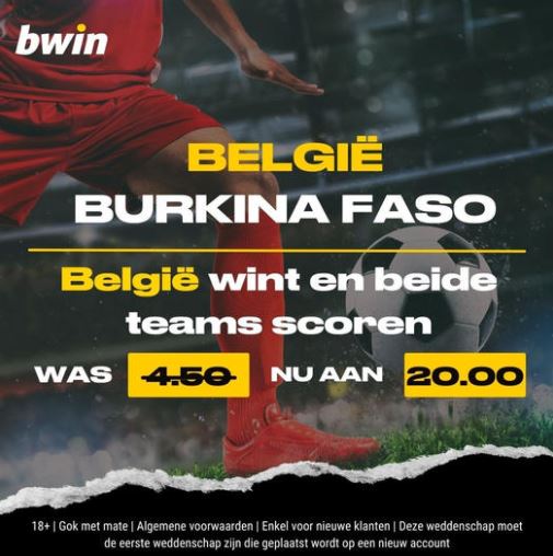 Beide teams scoren en België wint de match - nu aan x 20 op Bwin.be