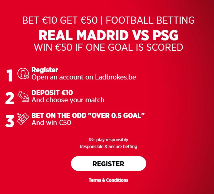 Bet & get promotion on Ladbrokes.be