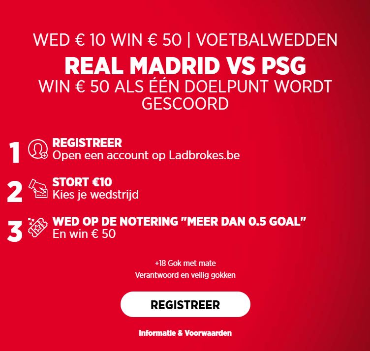 Bet & get promotie op Ladbrokes.be 