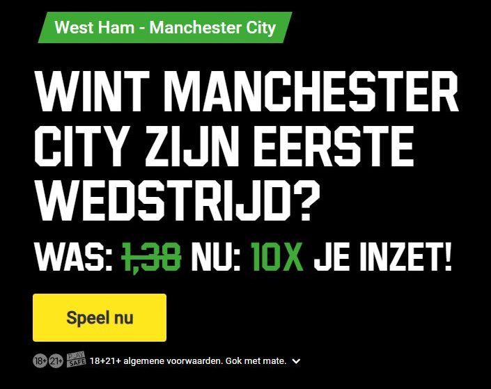 Win 10 x je inzet op Unibet met Premier League odd 10