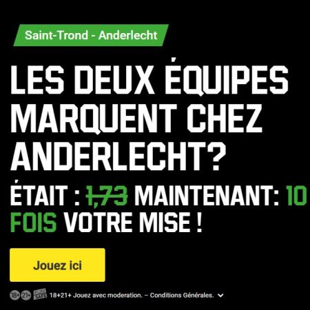 gagnez jusqu’à 10 fois votre pari sur Saint-Trond vs Anderlecht