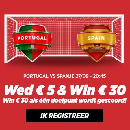 Extra cash tijdens PORTUGAL vs SPANJE op 27/09