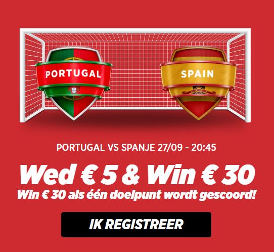 Extra cash tijdens PORTUGAL vs SPANJE op 27/09