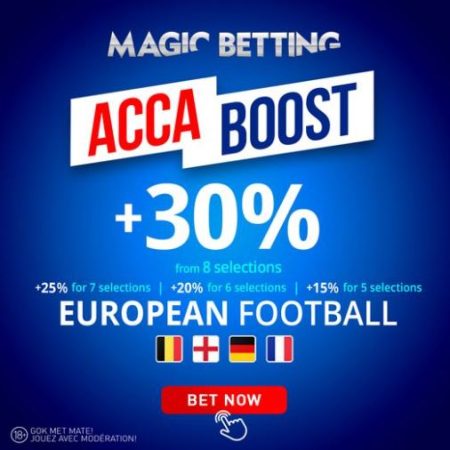 Jusqu’à 30% de boost sur le football européen chez MagicBetting