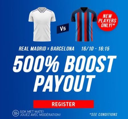 Bet & receive your winnings x5 at El Clásico