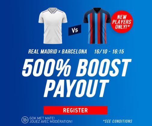 Bet & receive your winnings x5 at El Clásico