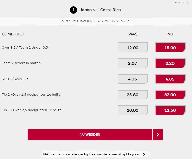 Japan vs Costa Rica odds boost