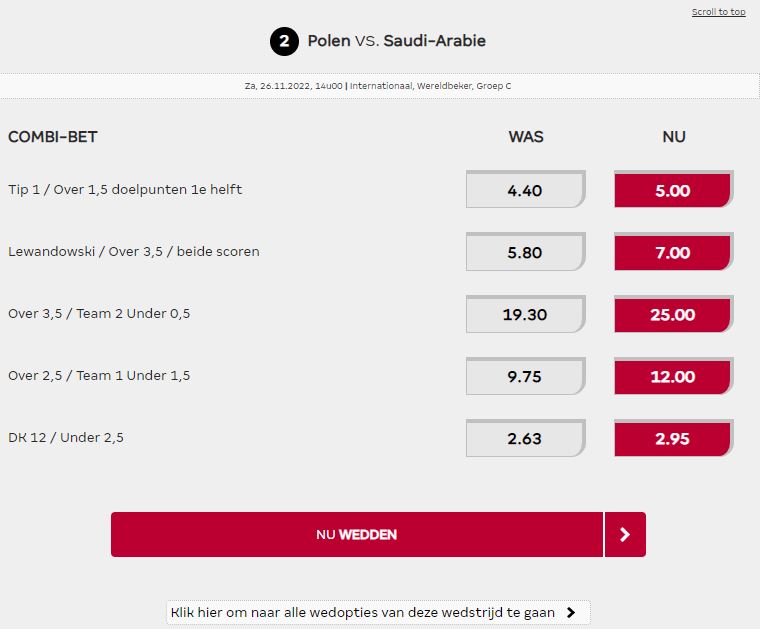 Polen ...-... Saoedi-Arabië odds boost