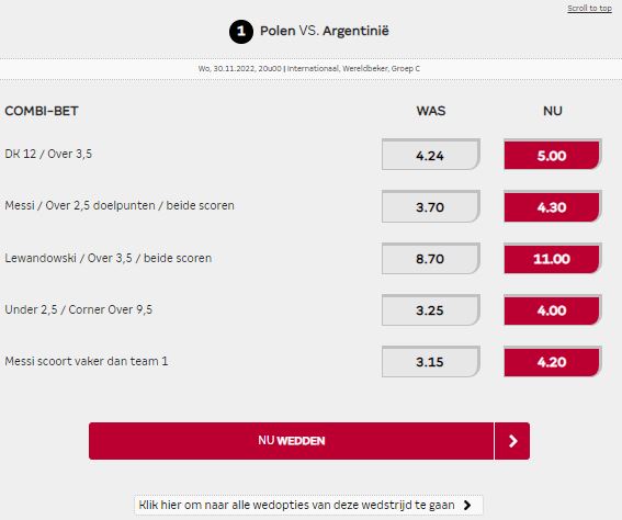 Polen vs Argentinië odds boost