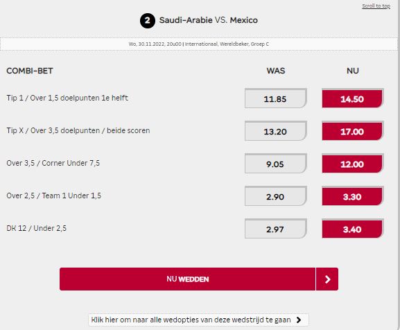 Saoedi-Arabië ...-... Mexico odds boost