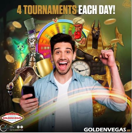 Chaque jour 4 tournois de casino en ligne sur GoldenVegas