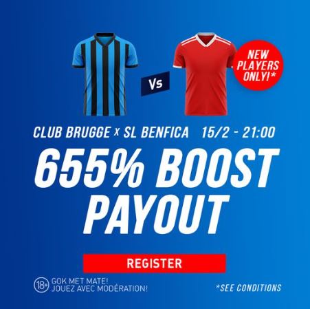 655% boost op Club Brugge tegen Benfica