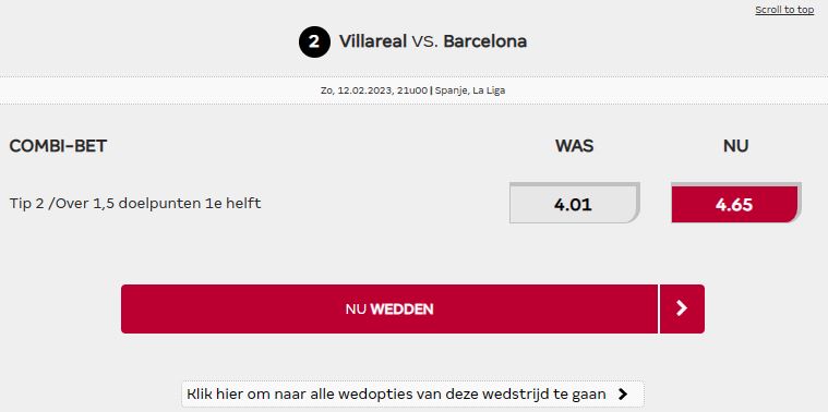 Villareal vs Barcelona odds boost