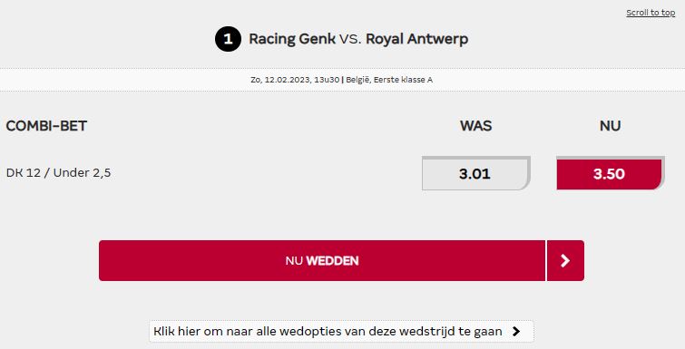 genk vs Antwerp odds boost