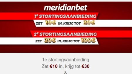 2 stortingsaanbiedingen bij Meridianbet voor nieuwe spelers